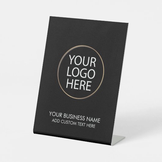 プロフェッショナルビジネスロゴと文字会社ブラック 台座サイン (正面)