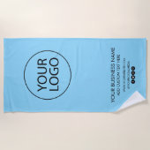 プロフェッショナルビジネスロゴと文字会社ブルー ビーチタオル (正面)