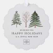 プロフェッショナルビジネスロゴのミニマルなクリスマス オーナメントカード (正面)