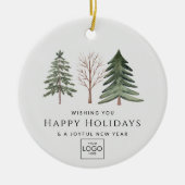 プロフェッショナルビジネスロゴのミニマルなクリスマス セラミックオーナメント (正面)