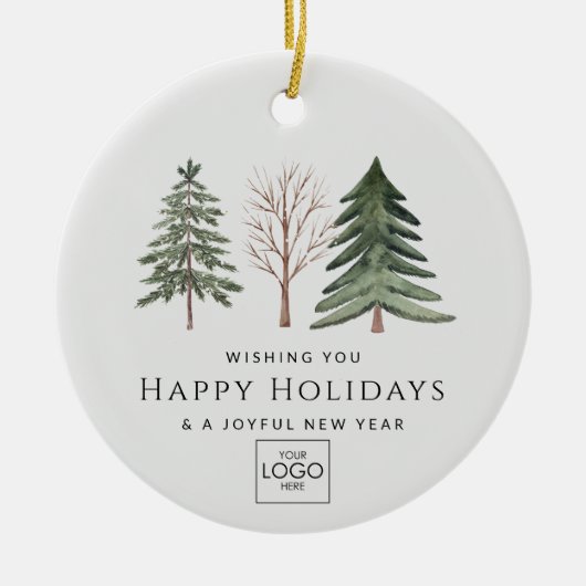 プロフェッショナルビジネスロゴのミニマルなクリスマス セラミックオーナメント (正面)