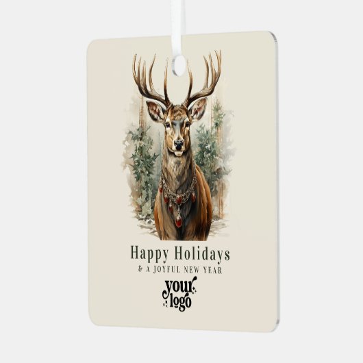 プロフェッショナルビジネスロゴクライアントのギフトクリスマス メタルオーナメント (正面左)