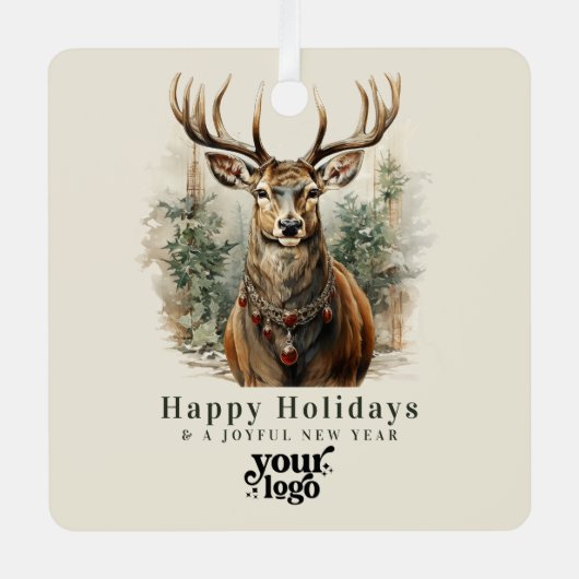 プロフェッショナルビジネスロゴクライアントのギフトクリスマス メタルオーナメント (正面)