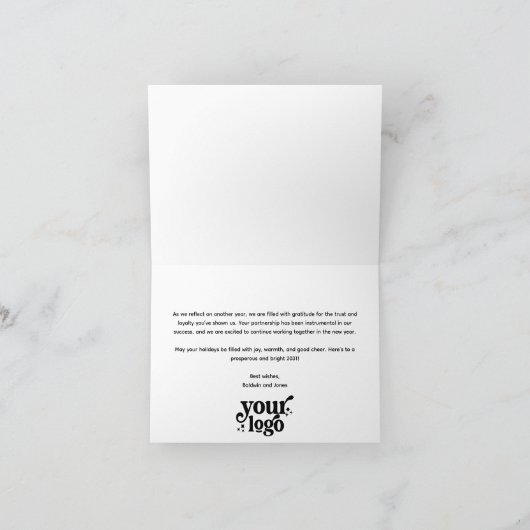 プロフェッショナルビジネスロゴクリスマスフォト折り畳み シーズンカード (内部)