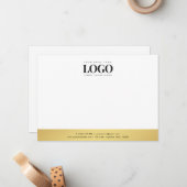 プロフェッショナルビジネスロゴ会社ホワイトと金ゴールド ノートカード (正面/裏面インサイチュ)