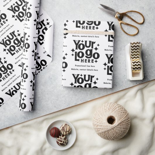 プロフェッショナルビジネスロゴ文字促進レトロ ラッピングペーパー (クラフト)