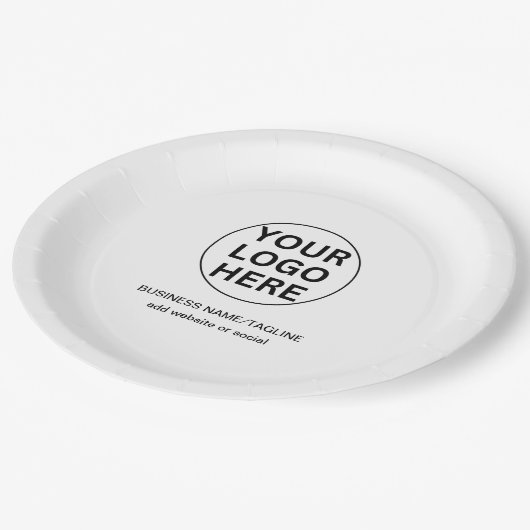 プロフェッショナルビジネスロゴ&文字ブラック&ホワイト ペーパープレート (アングル)