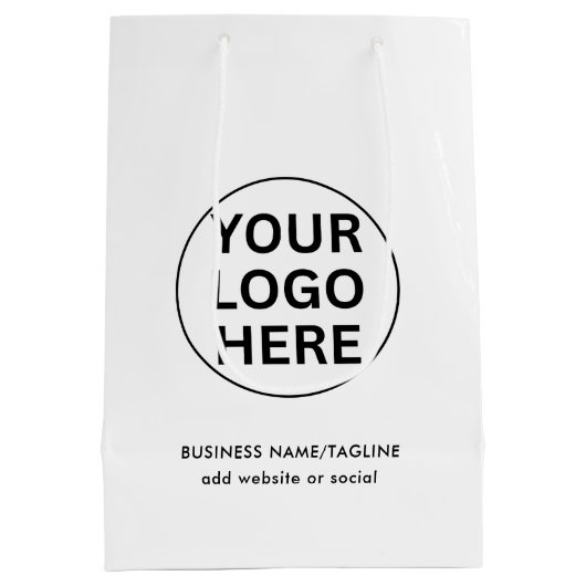 プロフェッショナルビジネスロゴ&文字ルブラック&ホワイト ミディアムペーパーバッグ (裏面)