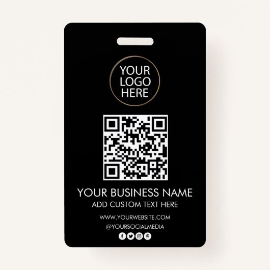 プロフェッショナルビジネスロゴ&文字会社QRコード バッジ (正面)