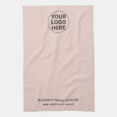 プロフェッショナルビジネスロゴ&文字赤面ピンク キッチンタオル (縦)