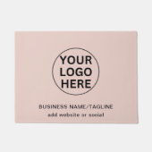 プロフェッショナルビジネスロゴ&文字赤面ピンク ドアマット (正面)