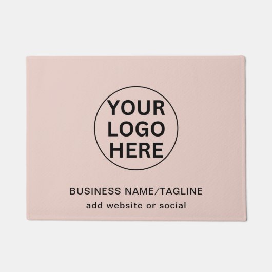 プロフェッショナルビジネスロゴ&文字赤面ピンク ドアマット (正面)