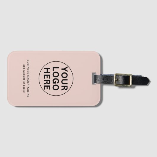 プロフェッショナルビジネスロゴ&文字赤面ピンク ラゲッジタグ (正面横)