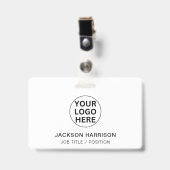 プロフェッショナルビジネスロゴl従業員IDホワイト バッジ (クリップ付き表面)
