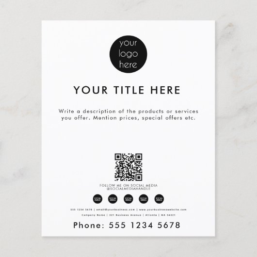 プロフェッショナルビジネスロゴQRコードソーシャルメディア チラシ (正面)