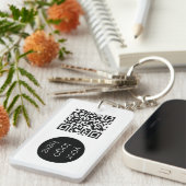 プロフェッショナルビジネスロゴQRコードホワイト キーホルダー (正面右)