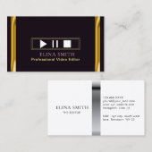 プロフェッショナルビデオエディターブラック金ゴールド名刺 名刺 (正面/裏面)