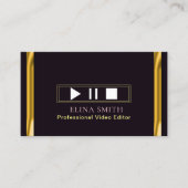 プロフェッショナルビデオエディターブラック金ゴールド名刺 名刺 (正面)