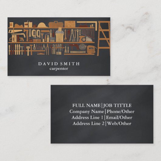 プロフェッショナルビルダーカーペンターツールウッドワーキング 名刺 (正面/裏面)