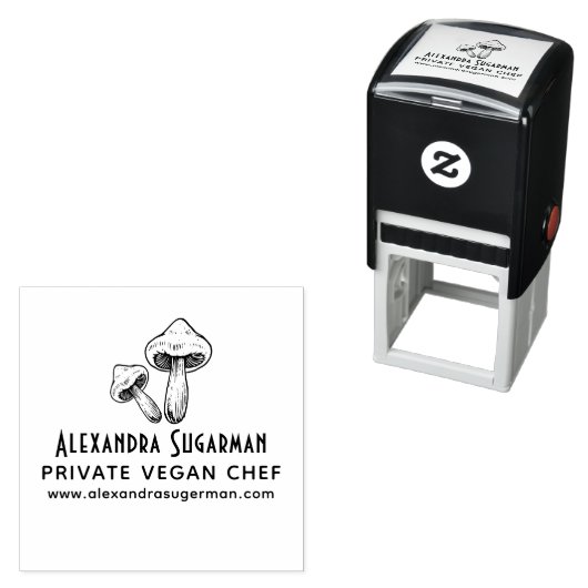 プロフェッショナルビーガンシェフマッシュルームビジネスロゴ1 セルフインキングスタンプ (インサイチュ)
