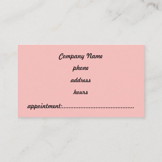 プロフェッショナルピンクと黒の名刺 予約カード (裏面)