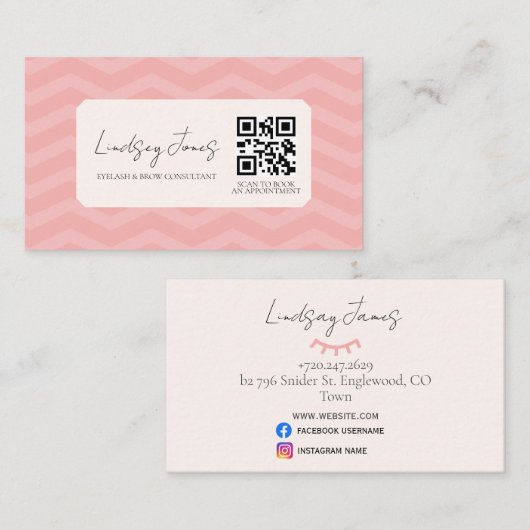 プロフェッショナルピンクのQRコードスキャンをブックに 名刺 (正面/裏面)
