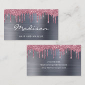 プロフェッショナルピンクグリッターヘアメイクアップ 名刺 (正面/裏面)