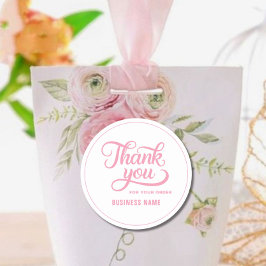 プロフェッショナルピンクサンキュースクリプトピンク ラウンドシール
