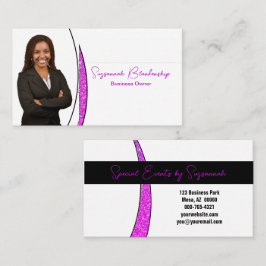 プロフェッショナルピンクスリバーフェイクグリッター写真QR 名刺