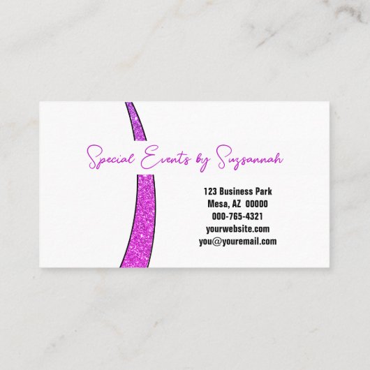 プロフェッショナルピンクスリバーフェイクグリッター写真QR 名刺 (裏面)