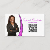 プロフェッショナルピンクスリバーフェイクグリッター写真QR 名刺 (正面)