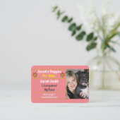 プロフェッショナルピンクドッグウォーカーペットシッター 名刺 (スタンド正面)