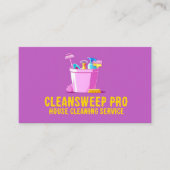 プロフェッショナルピンクハウス清掃メイドサービスロゴ 名刺 (正面)