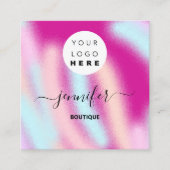 プロフェッショナルピンクパステルカスタム海QRロゴ スクエア名刺 (正面)
