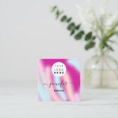 プロフェッショナルピンクパステルカスタム海QRロゴ スクエア名刺 (スタンド正面)