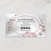 プロフェッショナルピンクピーチ光沢のあるハート幾何学的 名刺 (裏面)