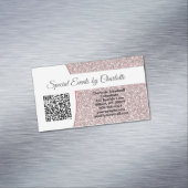 プロフェッショナルピンクフェイクグリッターカスタムQRコード マグネット名刺 (インサイチュ)