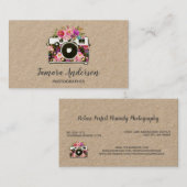 プロフェッショナルピンクフローラカメラ写真家クラフト 名刺 (正面/裏面)