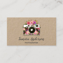 プロフェッショナルピンクフローラカメラ写真家クラフト 名刺