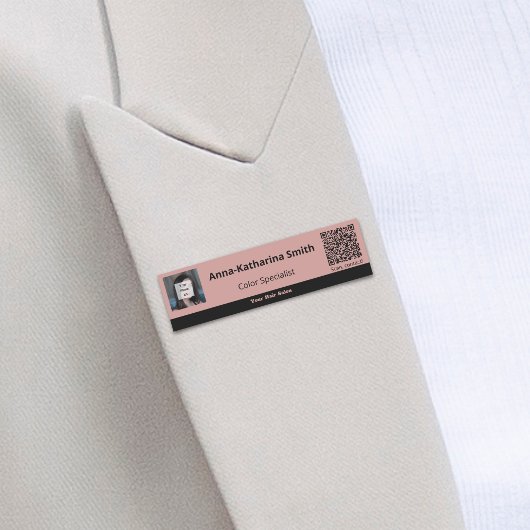 プロフェッショナルピンクブラックイメージQRコード 名札
