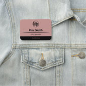 プロフェッショナルピンクブラックロゴの専門知識サロン 名札 (インサイチュ)