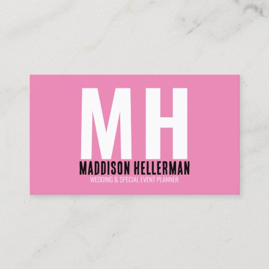 プロフェッショナルピンクミニマルモダンリストモノグラム 名刺 (正面)