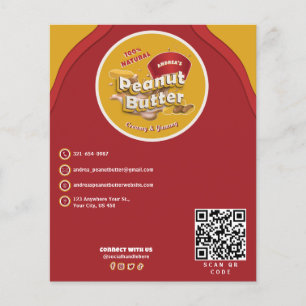 プロフェッショナルピーナッツバターロゴ&QRコードレッド チラシ