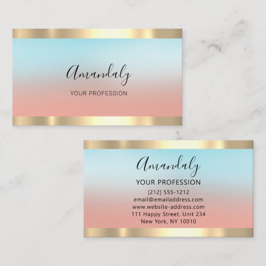 プロフェッショナルファイナンス投資グラデーションブルーバラ 名刺 (正面/裏面)