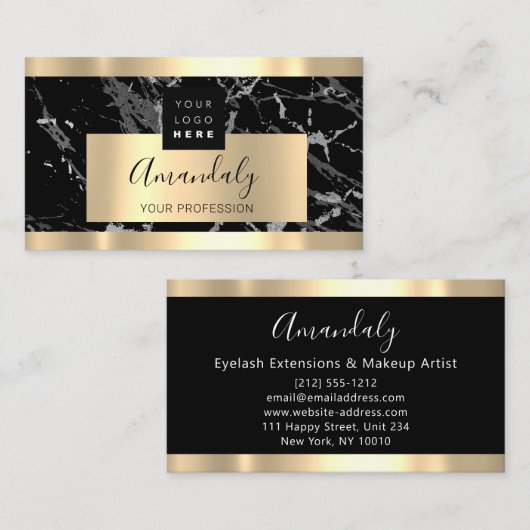 プロフェッショナルファイナンス投資サービス金ゴールドロゴ 名刺 (正面/裏面)