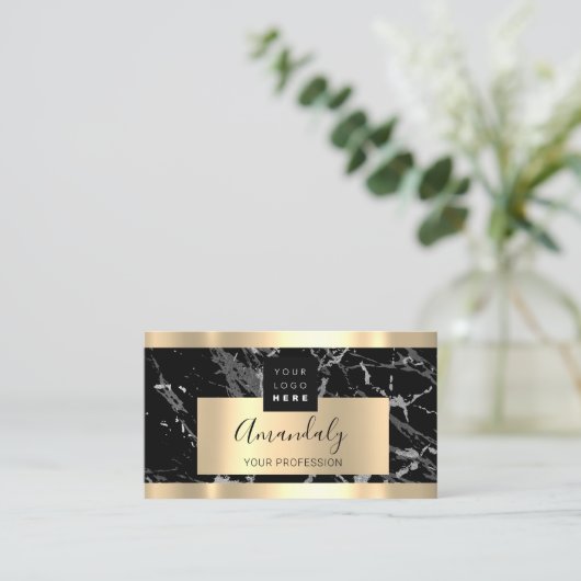 プロフェッショナルファイナンス投資サービス金ゴールドロゴ 名刺 (スタンド正面)