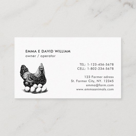 プロフェッショナルファーム生卵チキンエッグ 名刺 (裏面)