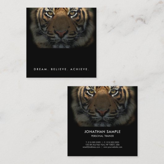 プロフェッショナルフィットネストレーナースタジオラグジュアリエレガントー スクエア名刺 (正面/裏面)