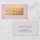 プロフェッショナルフィットネスパーソナルトレーナーピンク&金ゴールド 名刺 (正面/裏面)