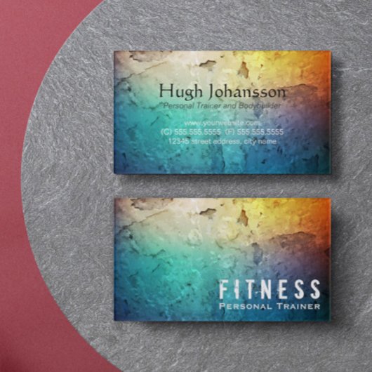プロフェッショナルフィットネスパーソナルトレーナー色グランジ 名刺